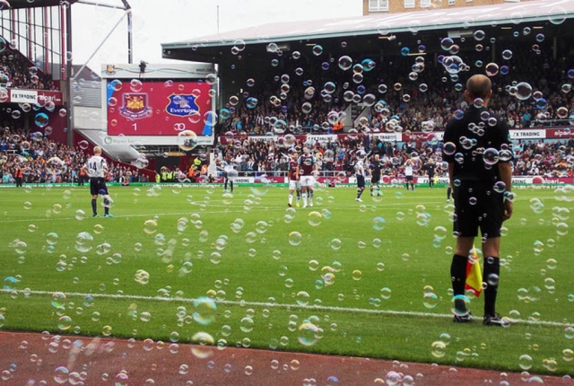 Bubbles at West Ham V Everton